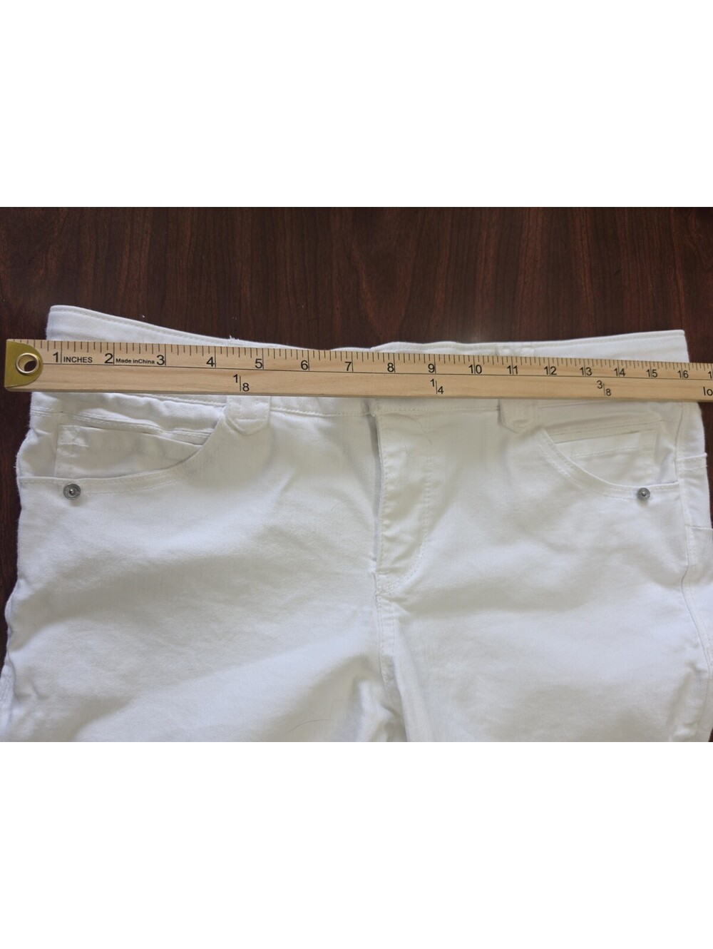 Democracy Absolution White Pants SZ 10 Straight Leg Stretch Tummy Control Casual - Picture 5 of 8